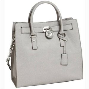 Hamilton Ns LG Pearl Grey Silver Saffiano Leather
